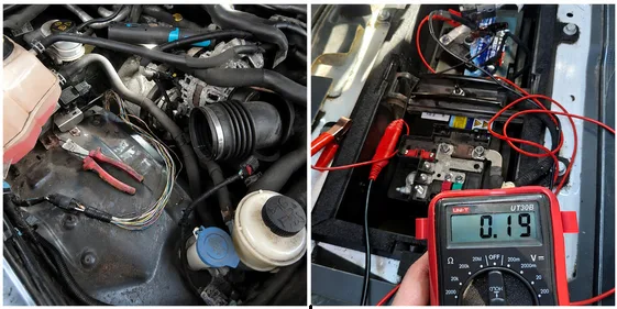 Auto electrical fault finding in Newcastle: tracing a wiring fault in an engine bay and testing for a battery drain with a multimeter
